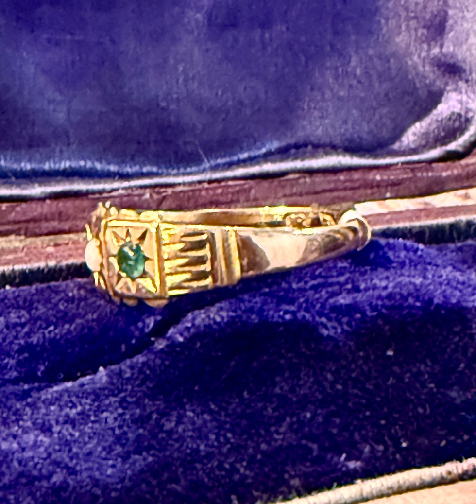 Thumbnail: 15ct gold Victorian Emerald and Opal ring