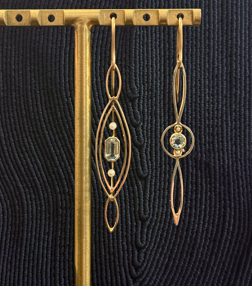 Thumbnail: Antique Aquamarine 9ct earrings