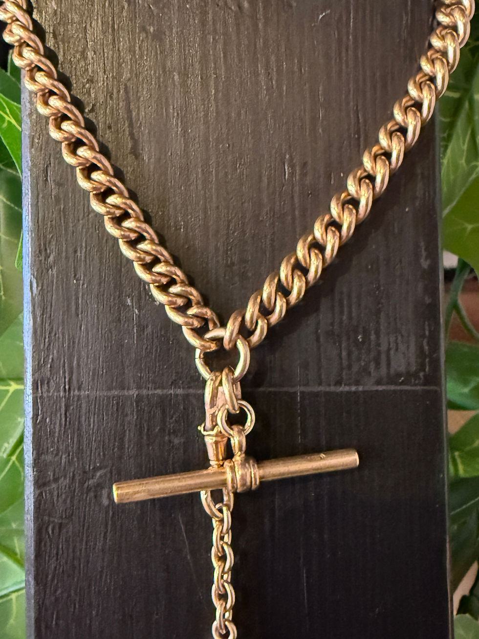 Thumbnail: Antique Albert chain necklace in rolled gold 