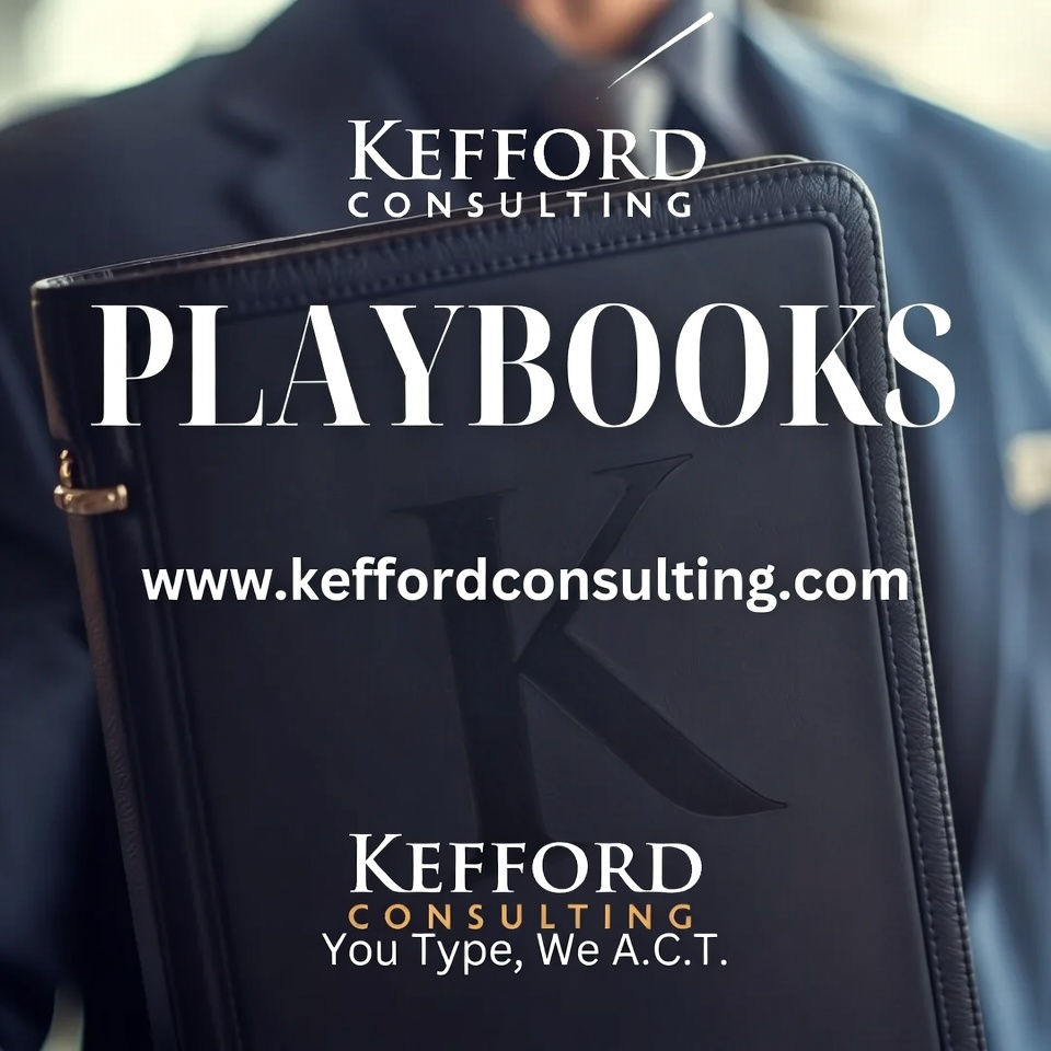 Person holding a custom Kefford Consulting Playbook