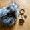 Thumbnail: Faux Fur Resin Cog Pendant Pom Pom Keyring