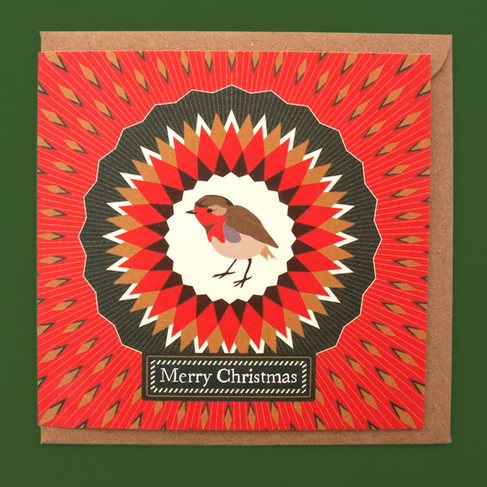 15. Final Design for Christmas card with a Robin Illustration and 'Merry Christmas' Text
