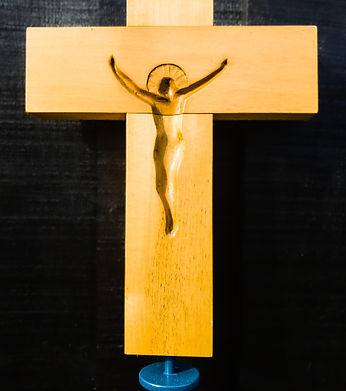 Modern carved wooden Crucified Christ