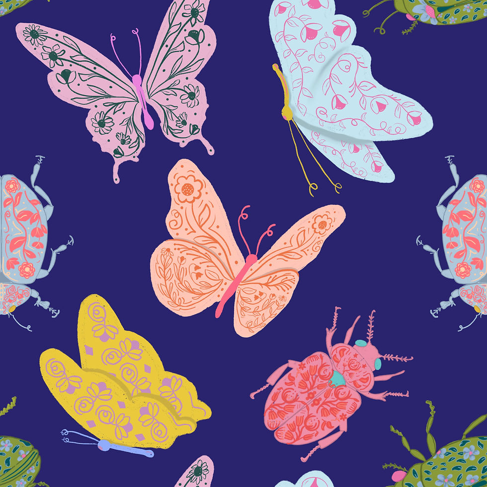 Colorful Floral Beetles and Butterflies