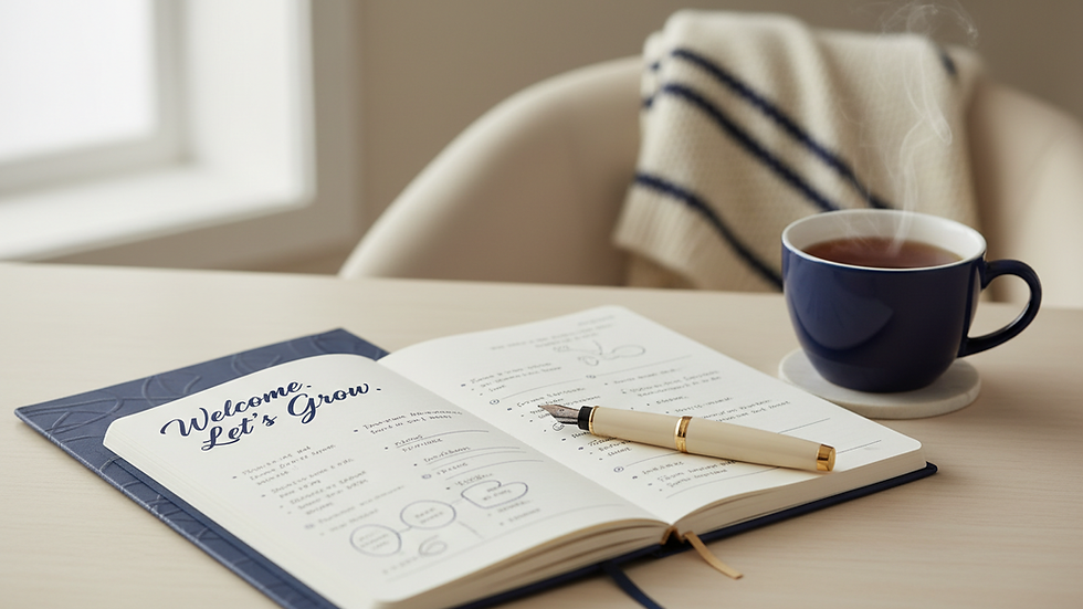 Close-up view of a notebook and pen during a coaching session