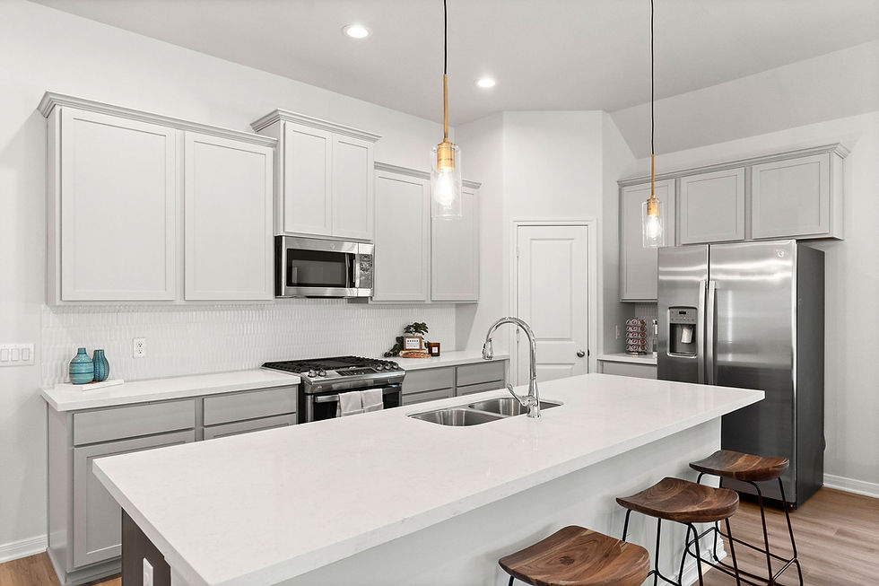 New Home Kitchen with white cabinets