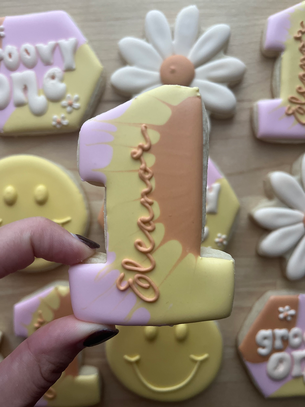 Groovy One cookies, First birthday cookies