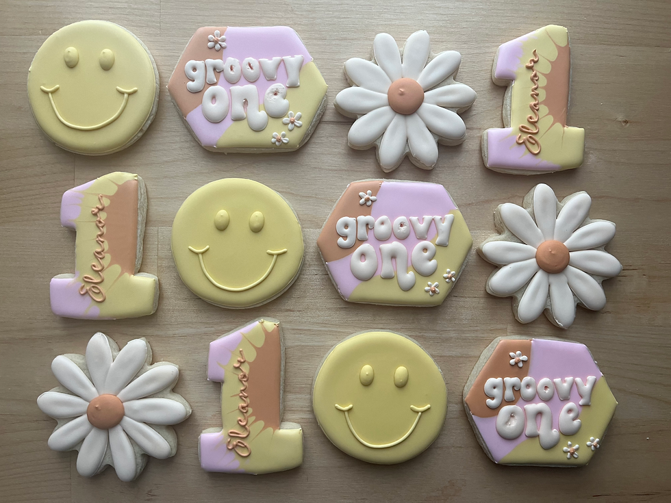 Groovy One cookies, First birthday cookies