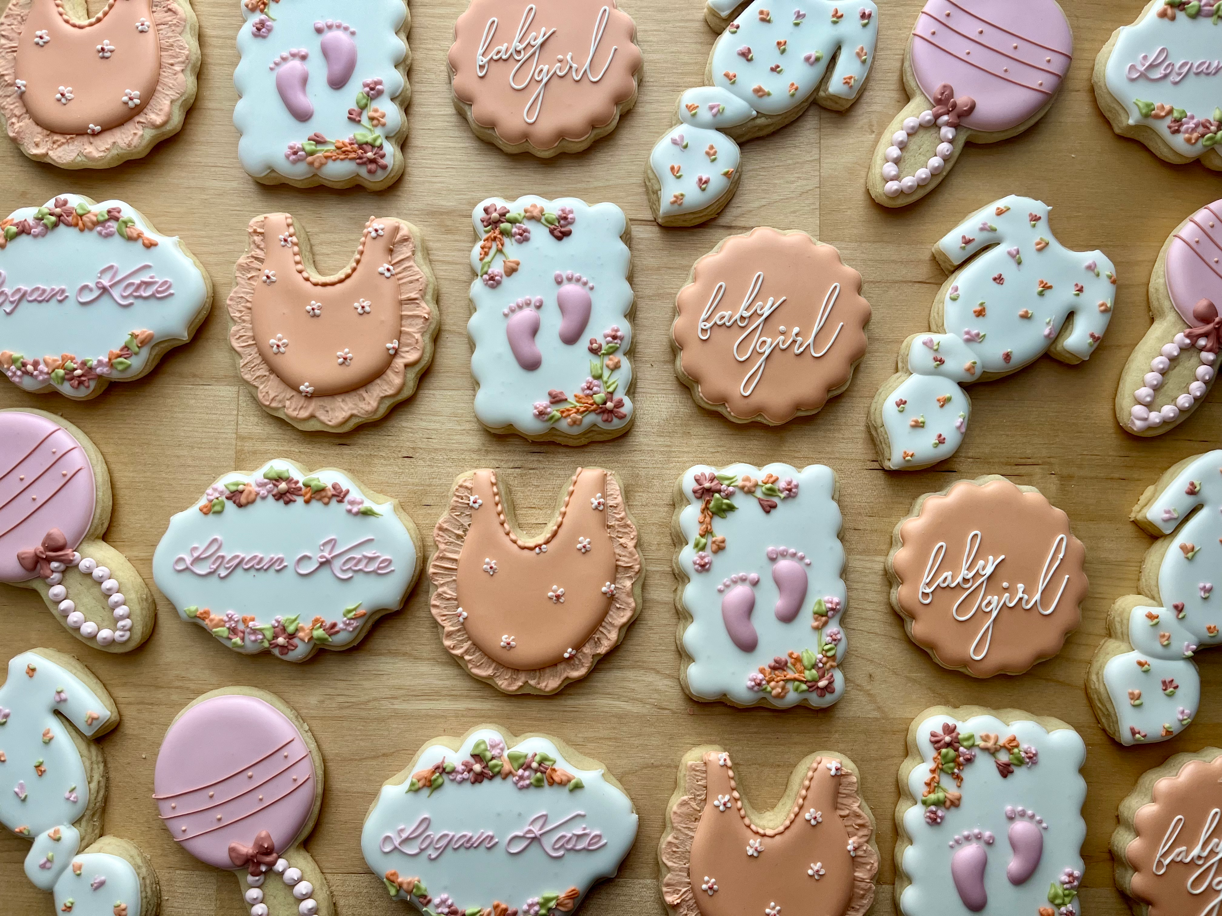 Baby shower cookies, pastel cookies