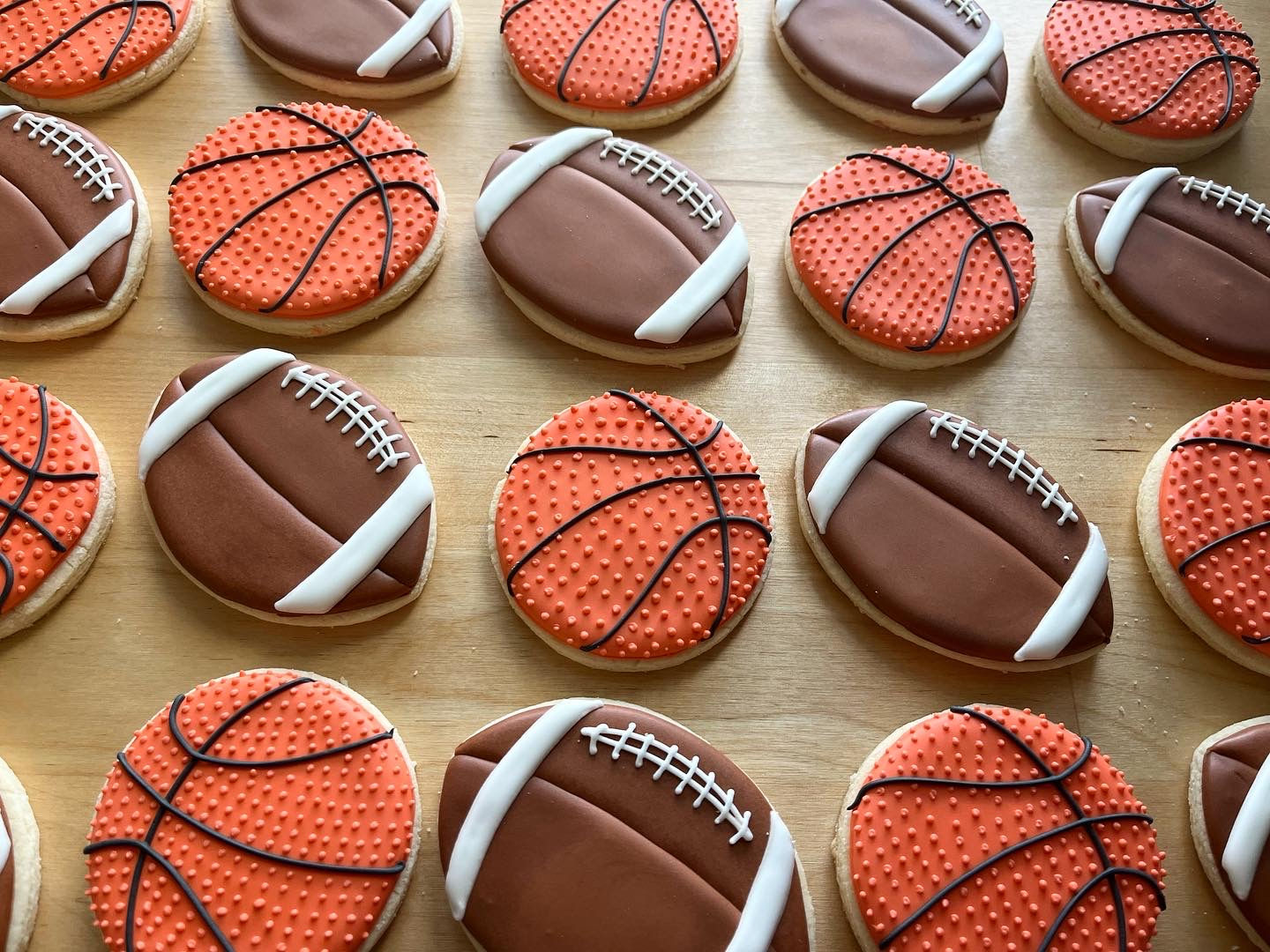 Sports cookies, basketball cookies, football cookies