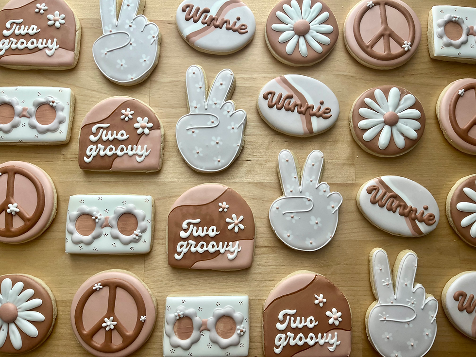 Two Groovy cookies, 2nd birthday cookies