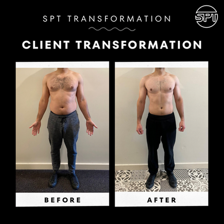 side by side before and after of client transformation