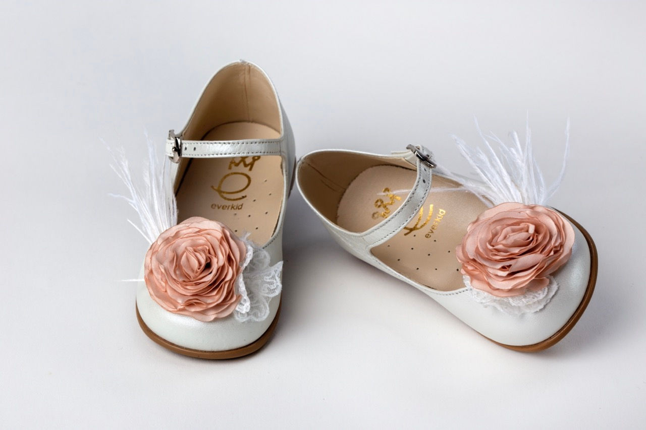 Μπαλαρίνα περπατήματος από εκρού δέρμα-K382Ε