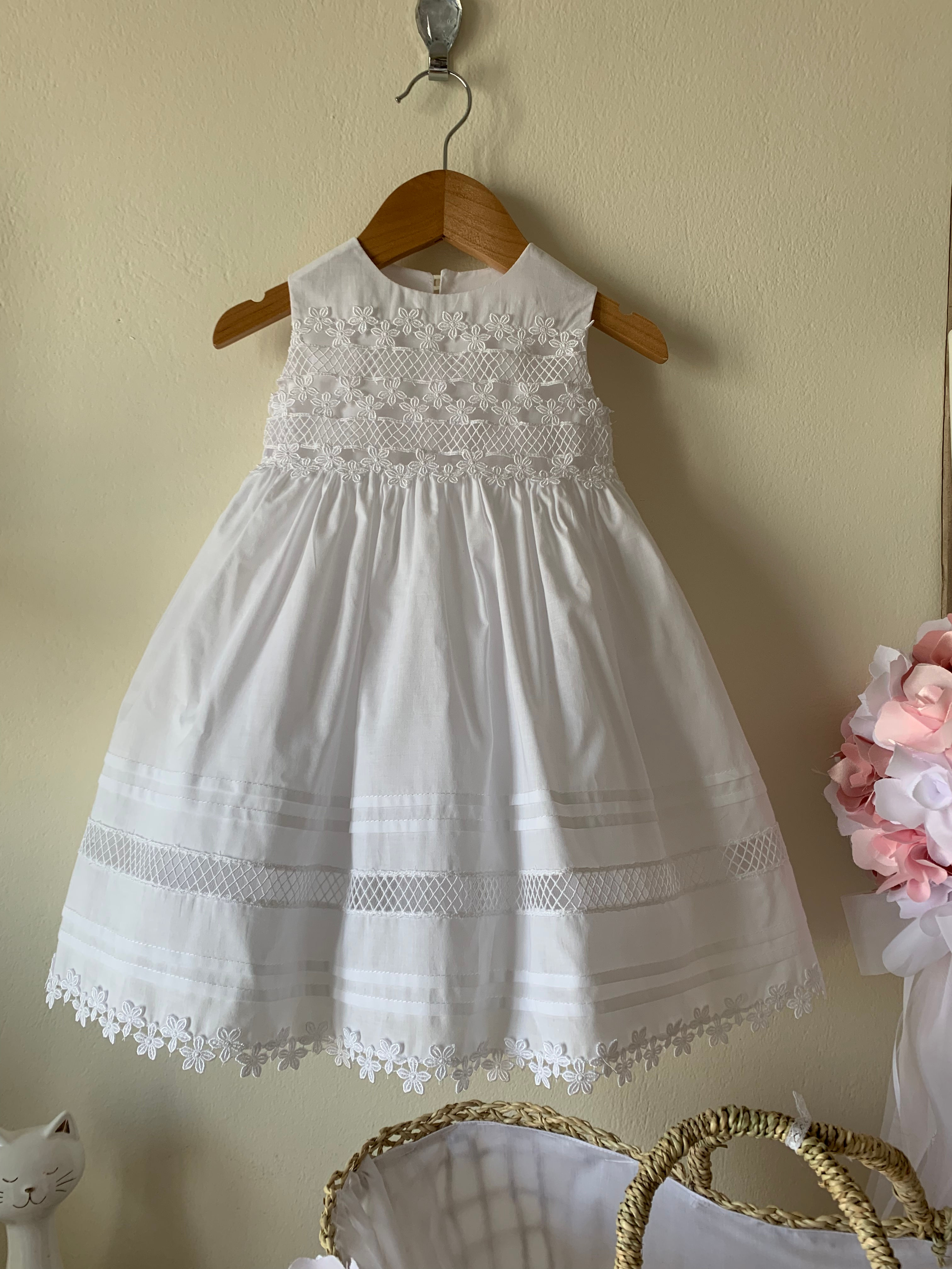 Βαπτιστικό Φόρεμα Λευκή Βάτιστα Κήπος