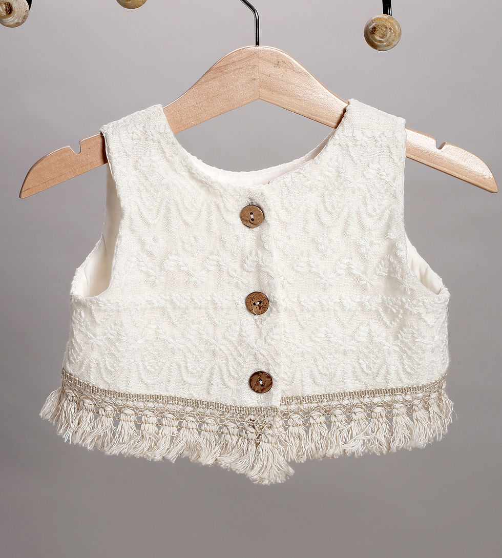 Βαπτιστικό εκρού βαμβακερό σαλβάρι με ξεχωριστό τοπ Newlife