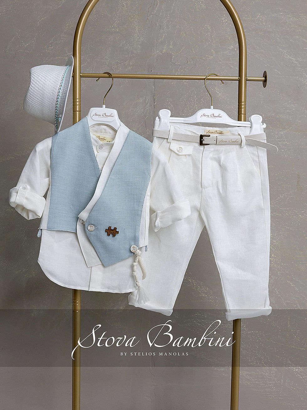 Βαπτιστικό κοστούμι Stova Bambini B21 σε χρώμα Πετρολ-off white