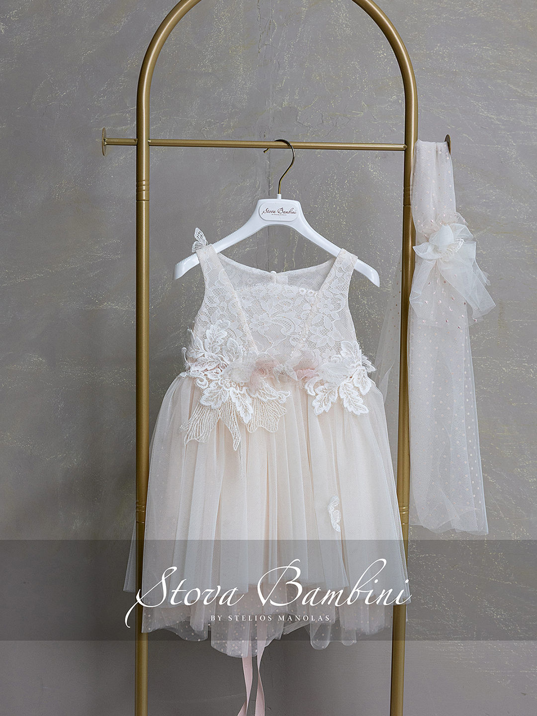 Βαπτιστικό φόρεμα Stova Bambini G9 σε απόχρωση Ivory & Blush