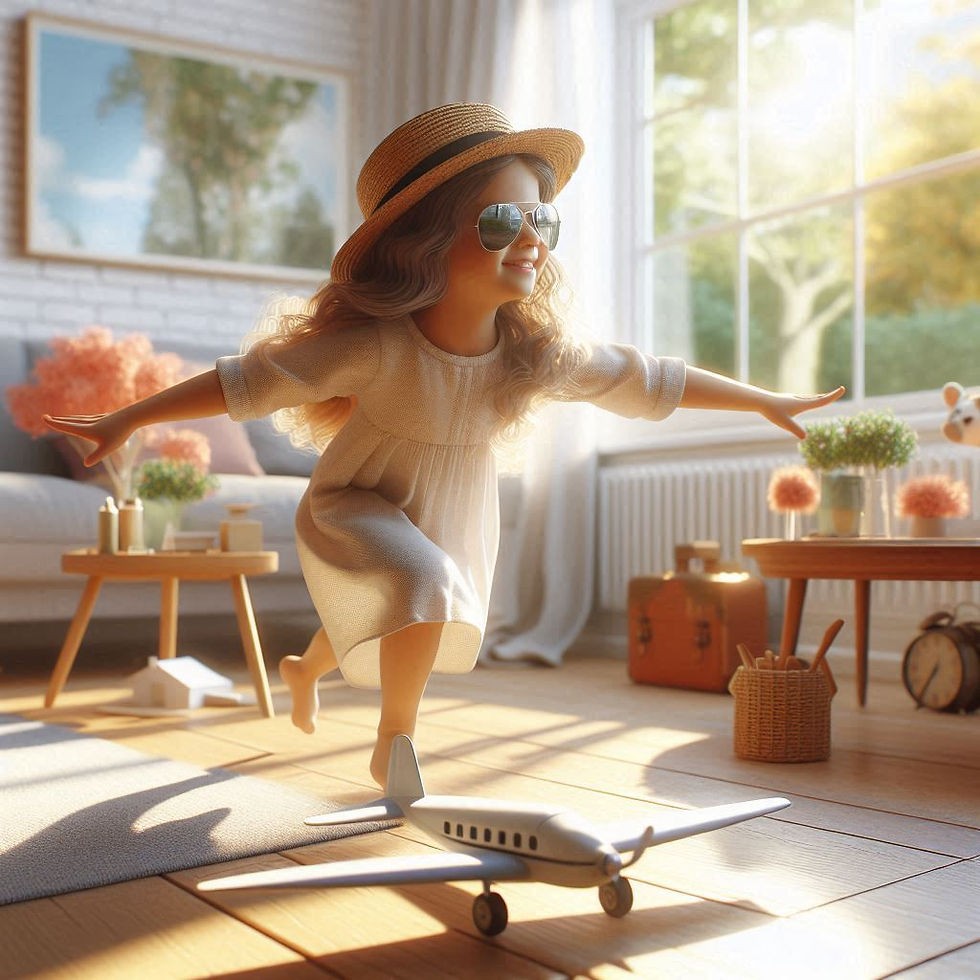 girl playing airplane