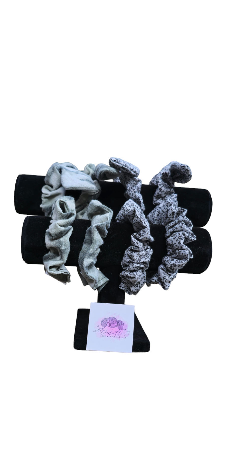 Thumbnail: Set of 3 - Hair Scrunchies - Gothica Collection - 2 Bows & 1 Basic