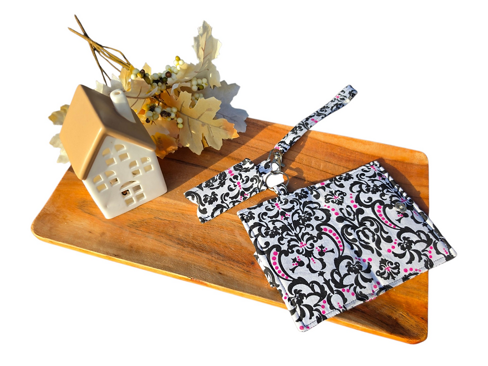 Thumbnail: Damask - Wallet & Wrist Strap with Chapstick Holder - Bi-Fold - Card Wallet