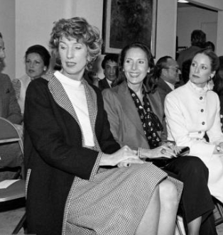 Nancy Kissinger at front row of Pauline Trigere Fashion Show
