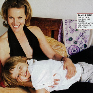 Devon with her son and her article "A Heavy Heart" in Vogue, April, 2008