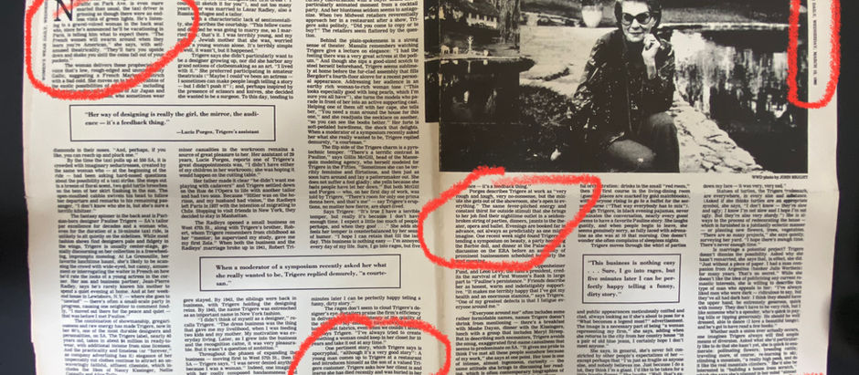 #12. Ben Brantley's WWD article on Pauline Trigère:  "French Marlene Dietrich with a Bad Cold".