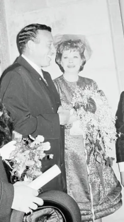Lucille Ball in Pauline Trigère dress and matching  coat ensemble.  Photo credit: Media Storehouse