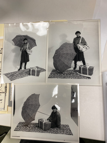 Lucie Porges modeling and designed Pauline Trigere Home Collection.