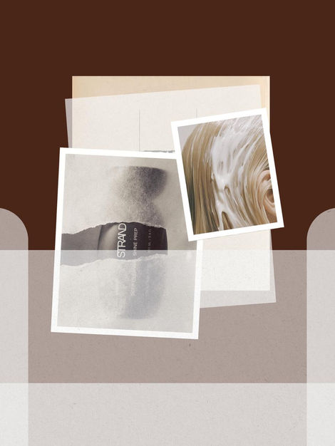 Abstract collage with layered photos and textures.