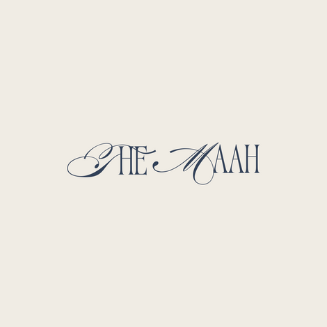 Elegant script text logo on a beige background.