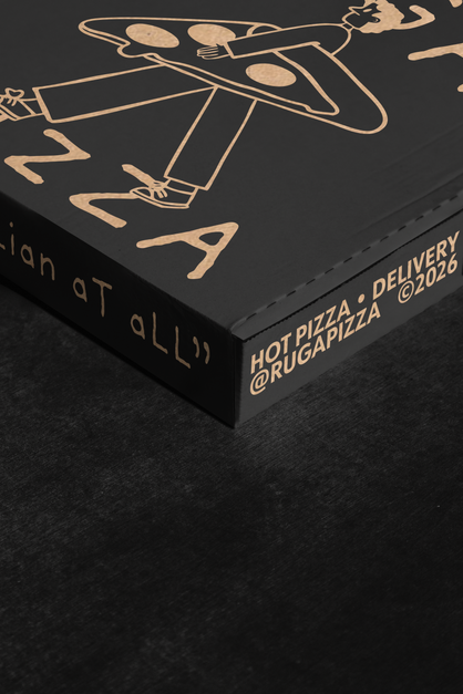 Pizza box with delivery contact information.