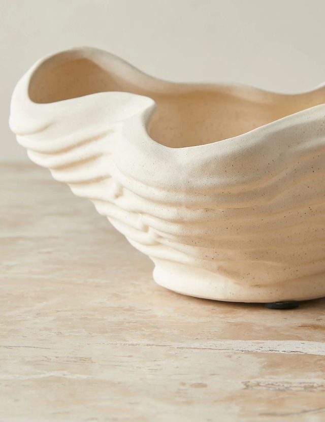 wavy white ceramic bowl 