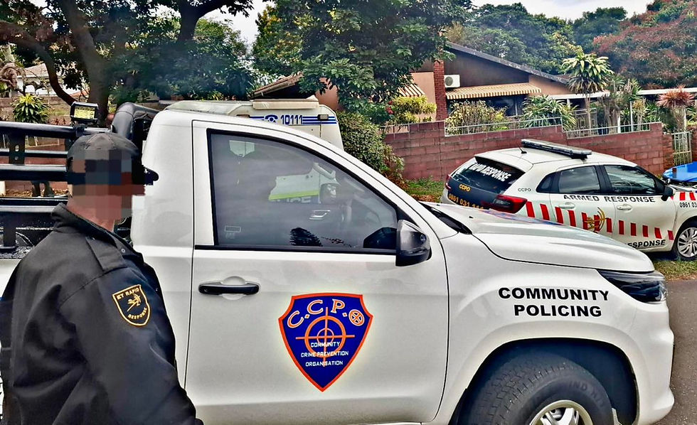 CCPO van and ET Rapid Response Armed Response officer outside a residential home