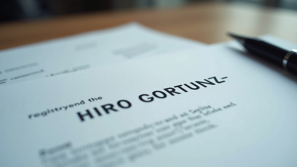 Close-up view of a company registration document