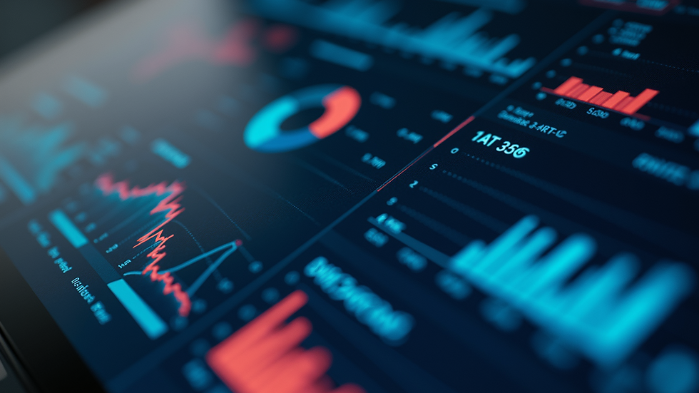High angle view of a digital dashboard displaying analytics and AI tools