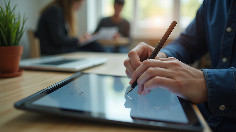 Close-up view of digital learning on a tablet
