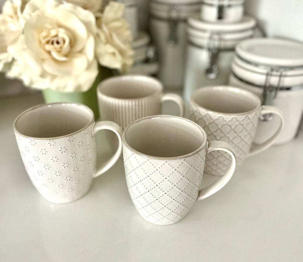 Thumbnail: Getstar Ceramic Coffee Mugs set of 4 bird's eye view on kitchen countertop.