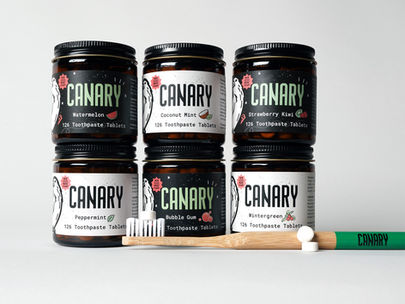 Canary Toothpaste Tablets 6 Flavors in Stacked Jars