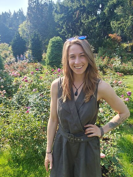 Woman in roses