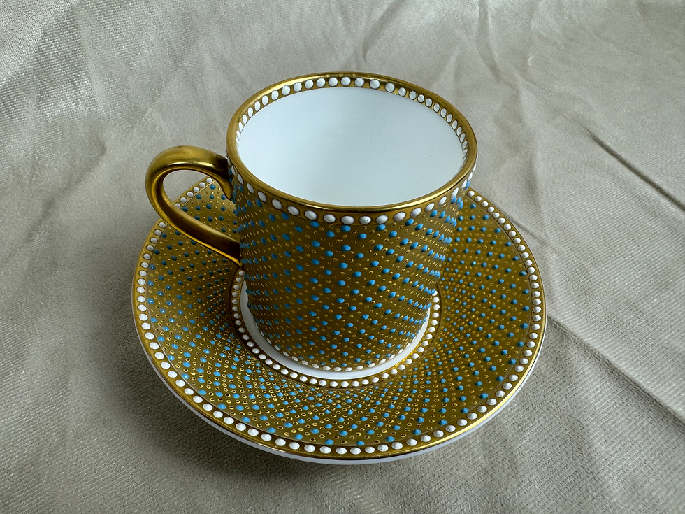 Royal Worcester - Jewelled Cup & Saucer by Ken Russell