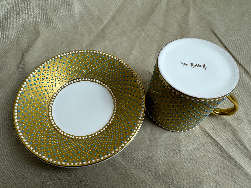 Royal Worcester - Jewelled Cup & Saucer by Ken Russell