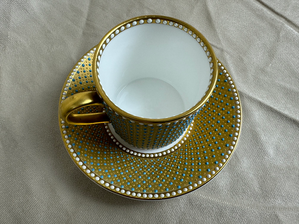 Royal Worcester - Jewelled Cup & Saucer by Ken Russell