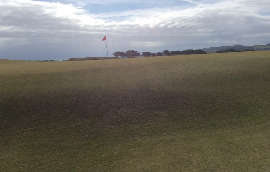 Swale to left of eighth green
