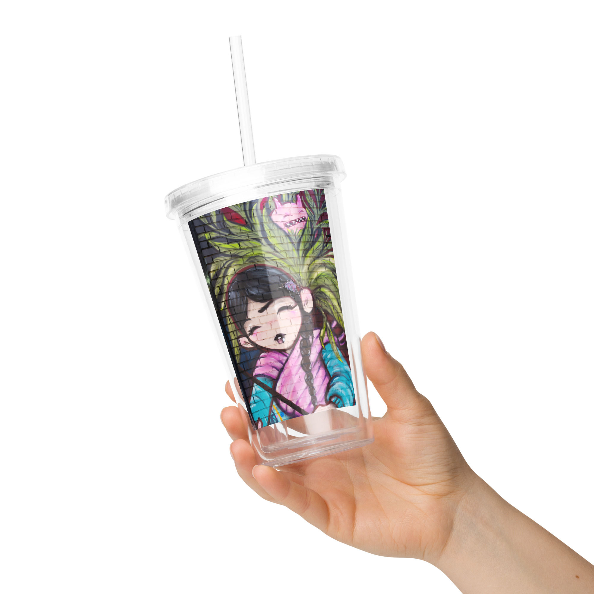 Clear plastic tumbler