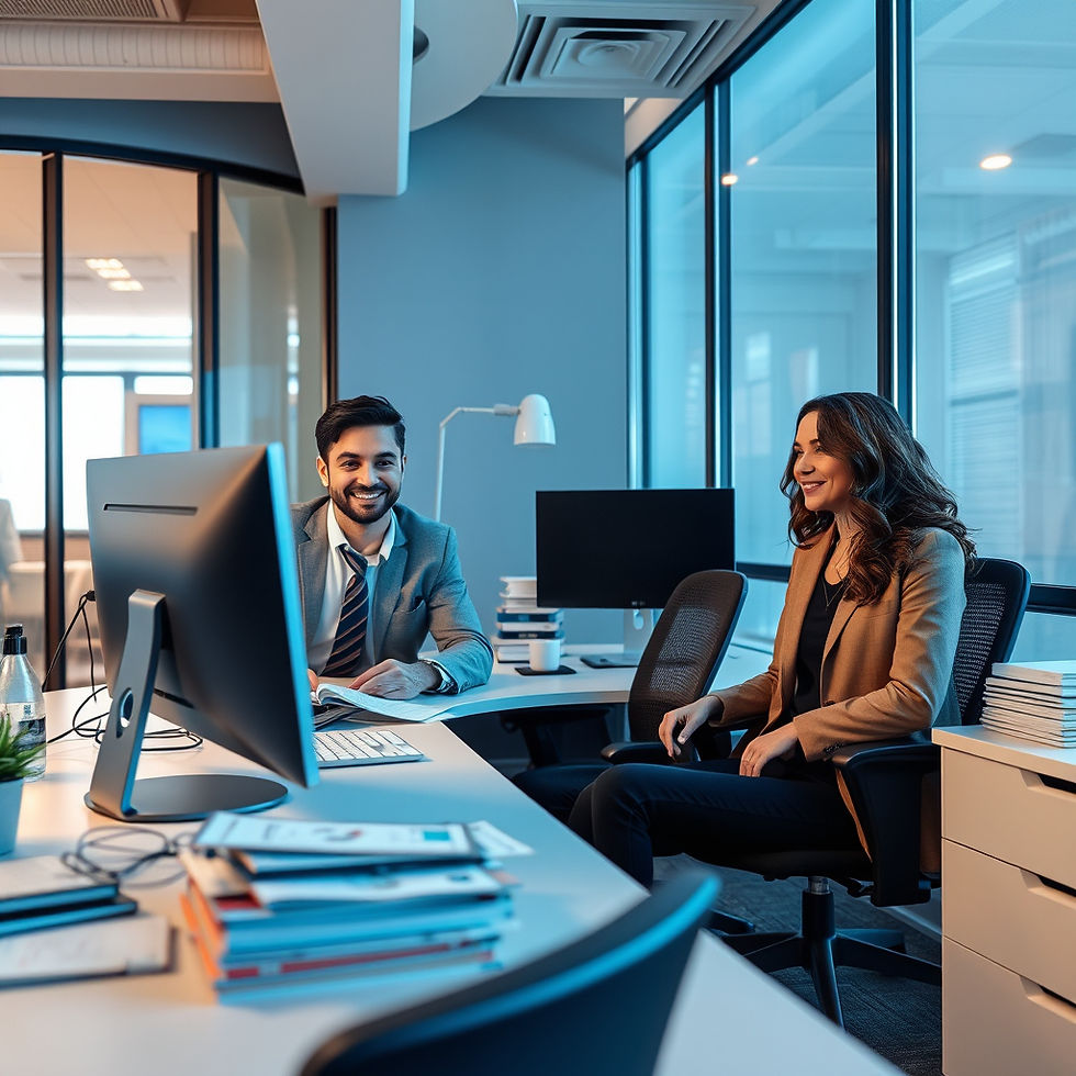 wealth management - office - customers in real office - with computer graphics and dollars .jpg