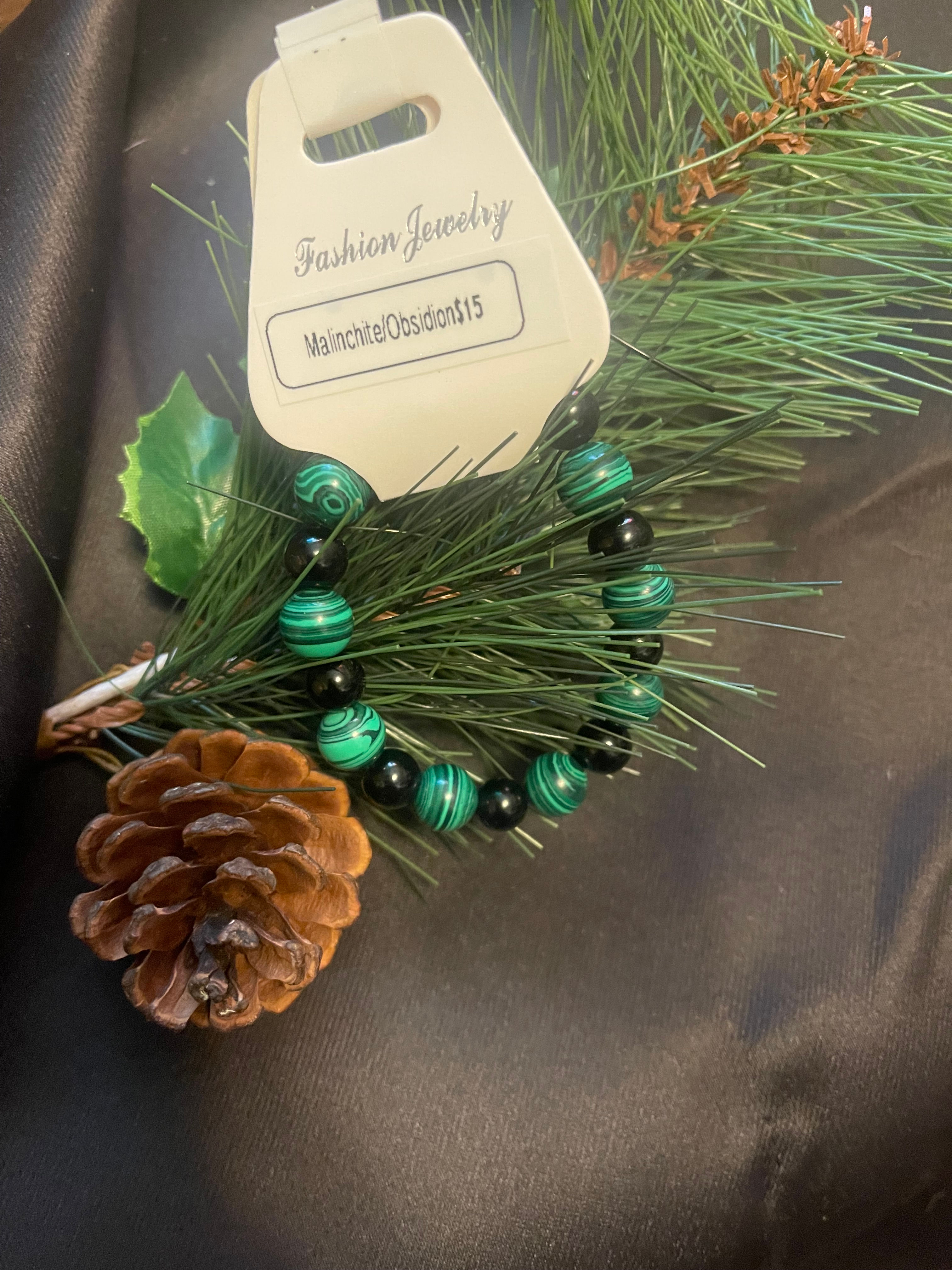 Malachite & Obsidian Bracelet