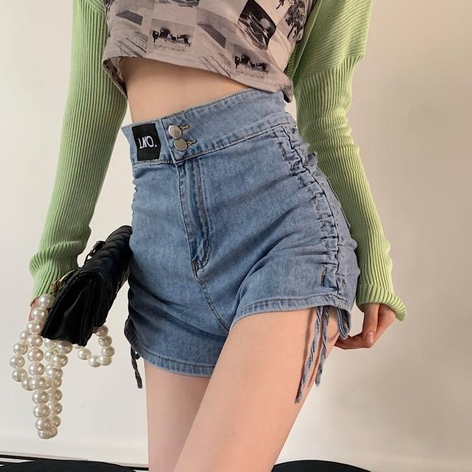 Thumbnail: Quần short denim rút dây hông