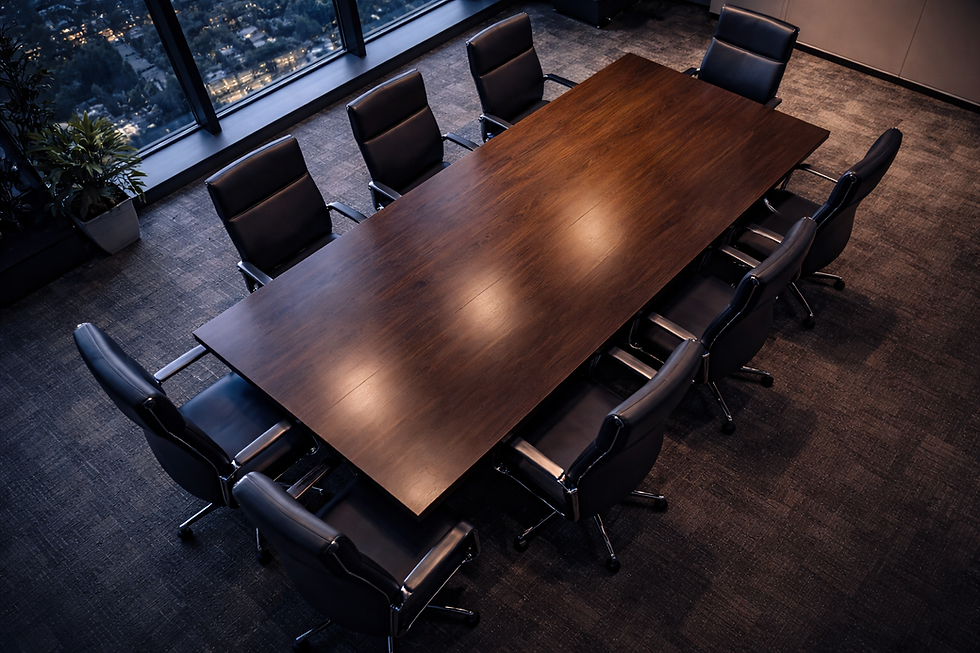 Close-up view of an empty meeting room