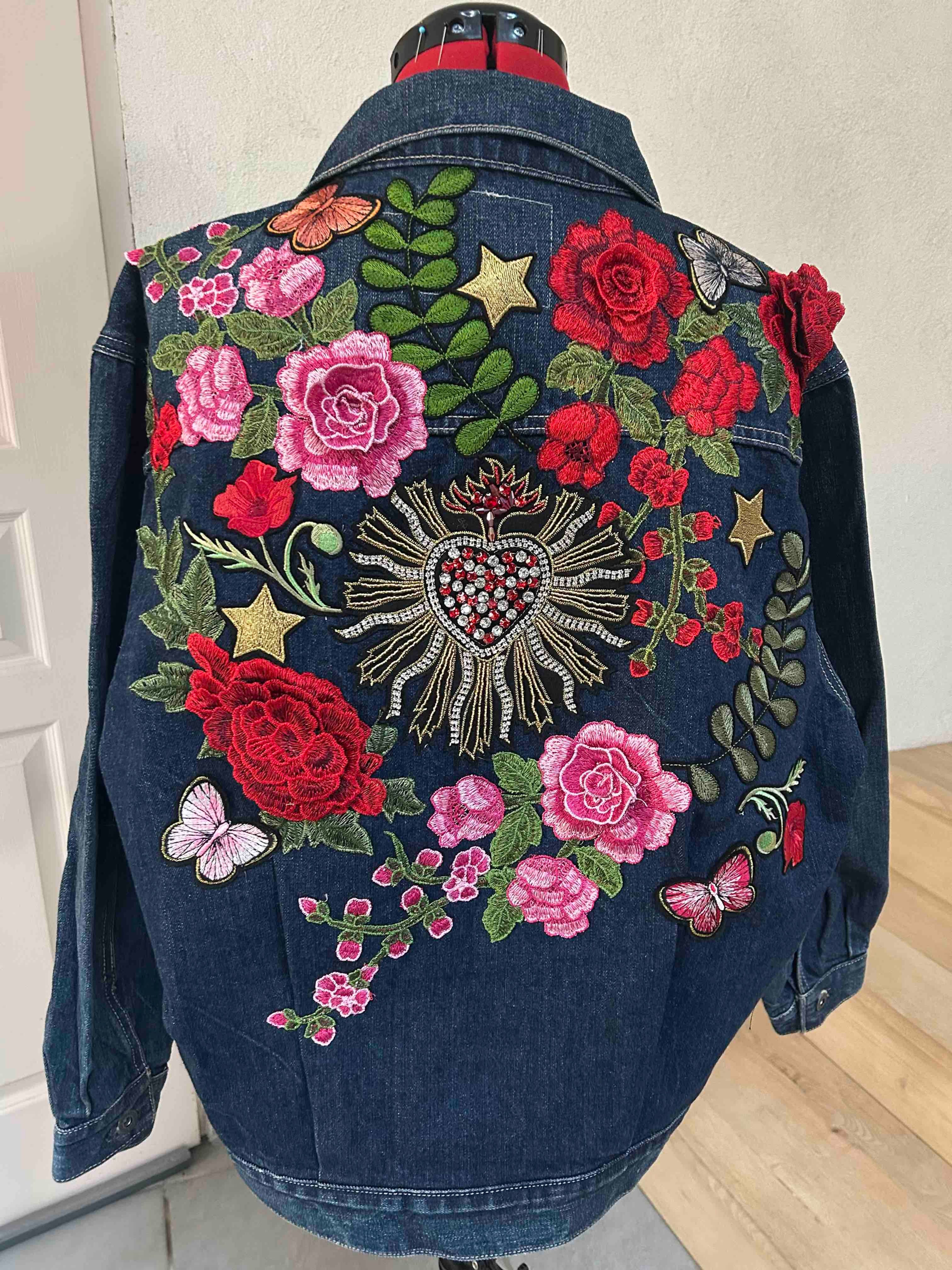 Veste Denim Coeur et Roses